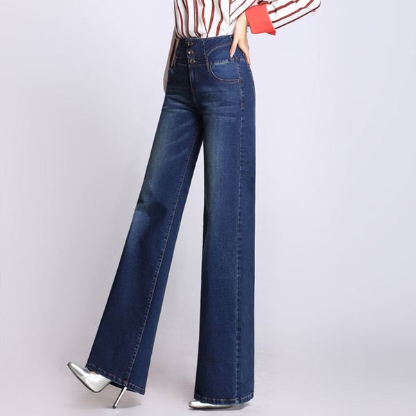 autumn winter women jeans new fashion plus high waist wide leg pants female large size women's single-breasted, Blue
autumn winter women jeans new fashion plus high waist wide leg pants female large size women's single-breasted, Blue