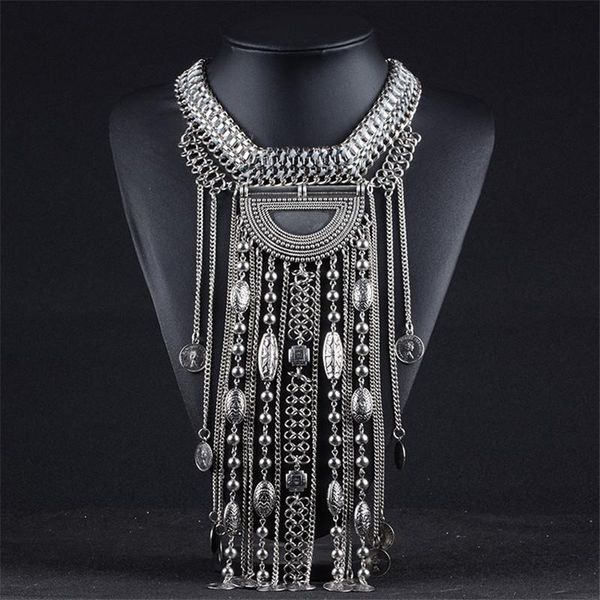 chokers vintage maxi long tassel statement necklace for women retro coin chunky ethnic chain jewelry female boho large choker, Golden;silver
chokers vintage maxi long tassel statement necklace for women retro coin chunky ethnic chain jewelry female boho large choker, Golden;silver