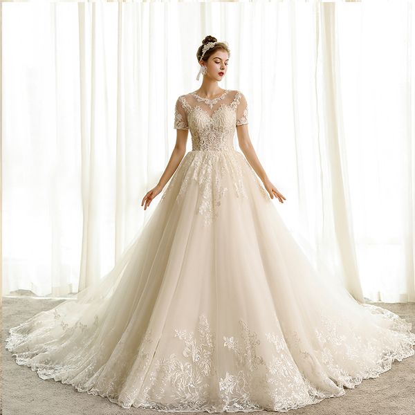 new style ball gown wedding dress plus size robe de mariee bridal dresses short sleeves appliques wedding ball gown, White
new style ball gown wedding dress plus size robe de mariee bridal dresses short sleeves appliques wedding ball gown, White