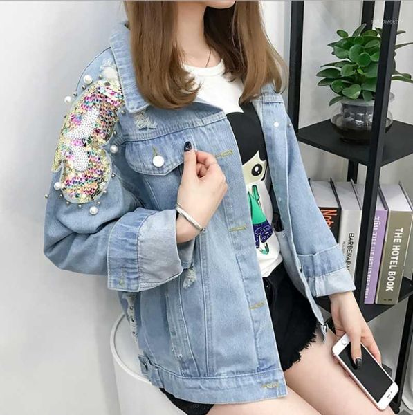 women's jackets chaquetas mujer 2021 autumn streetwear denim jacket women hand-studded rivet tassel chain short jeans loose black coats, Black;brown
women's jackets chaquetas mujer 2021 autumn streetwear denim jacket women hand-studded rivet tassel chain short jeans loose black coats, Black;brown