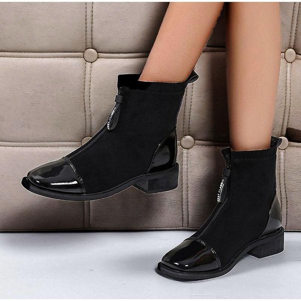 shoes nice women's ankle boots woman low heels elegant ladies boot comfort female pu leather zipper square toe plus szie, Black
shoes nice women's ankle boots woman low heels elegant ladies boot comfort female pu leather zipper square toe plus szie, Black