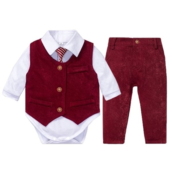 newborn baby clothes for boys wedding suit white romper + red vest + pants 4 pieces kids little gentleman infant suit y1105
newborn baby clothes for boys wedding suit white romper + red vest + pants 4 pieces kids little gentleman infant suit y1105