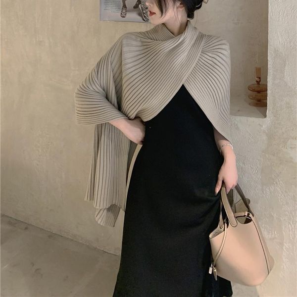autumn and winter women's sweater casual solid color high neck shawl irregular sweater, White;black
autumn and winter women's sweater casual solid color high neck shawl irregular sweater, White;black
