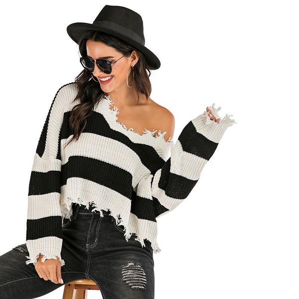 women's sweaters 2021 autumn and winter v-neck short hedging knit bottoming sweater long-sleeve loose strips casual thin, White;black
women's sweaters 2021 autumn and winter v-neck short hedging knit bottoming sweater long-sleeve loose strips casual thin, White;black