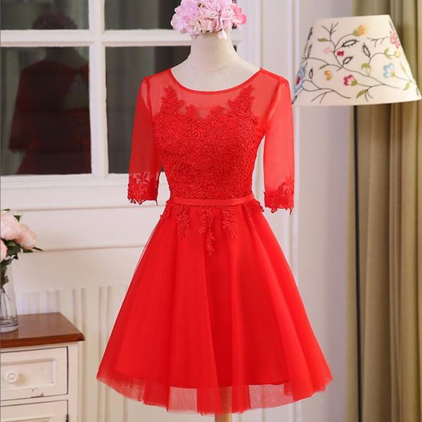 robe de soiree red half short a-line o-neck lace up embroidery elegant bridesmaid dresses banquet prom party gown, White;pink
robe de soiree red half short a-line o-neck lace up embroidery elegant bridesmaid dresses banquet prom party gown, White;pink