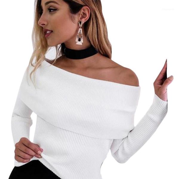 women casual long sleeve off shoulder boat neck autumn lovely fitted pullover sweater knitting -xl1, White;black
women casual long sleeve off shoulder boat neck autumn lovely fitted pullover sweater knitting -xl1, White;black