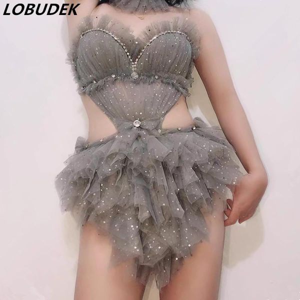 women gray mesh rhinestones bodysuit split bikini set stage wear nightclub bar dj singer dance team pole dancing costume, Black;red 
women gray mesh rhinestones bodysuit split bikini set stage wear nightclub bar dj singer dance team pole dancing costume, Black;red