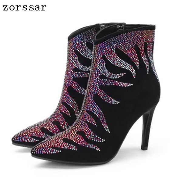 zorssar} big size 33-43 thin heels women ankle boots winter suede leather fashion rhinestone female booties banquet shoes, Black
zorssar} big size 33-43 thin heels women ankle boots winter suede leather fashion rhinestone female booties banquet shoes, Black