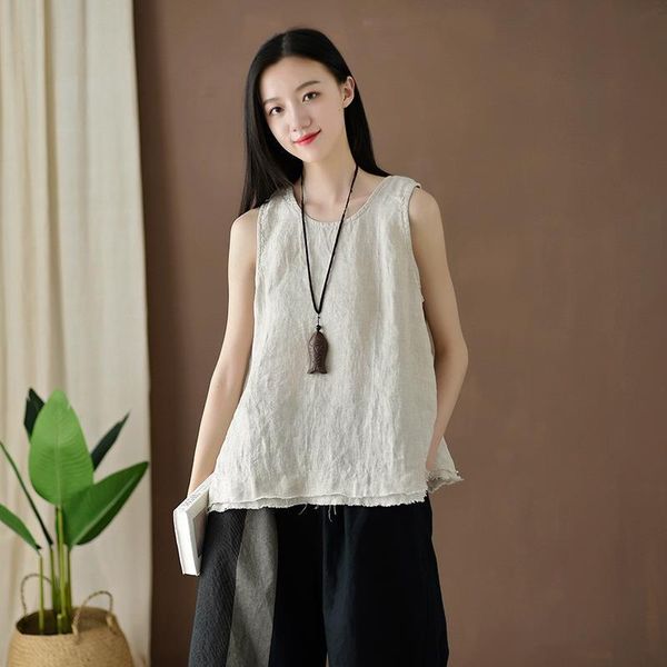 women vintage cotton linen tanks 2021 summer new o neck sleeveless patchwork solid color women casual loose tanks, White
women vintage cotton linen tanks 2021 summer new o neck sleeveless patchwork solid color women casual loose tanks, White