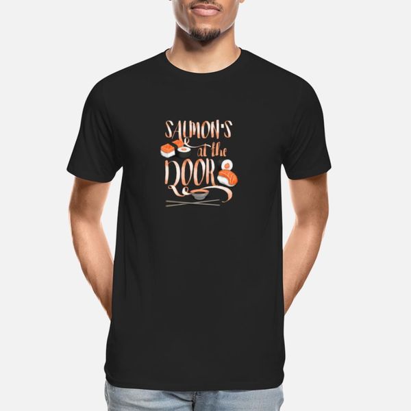 salmon's at the door t shirt humor anime trendy tracksuit hoodie sweatshirt