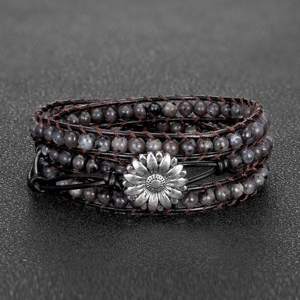 vintage flower button adjustable strand bracelets 4mm natural stone wrap bracelets for friendship luxury sunflower jewelry gifts, Black
vintage flower button adjustable strand bracelets 4mm natural stone wrap bracelets for friendship luxury sunflower jewelry gifts, Black