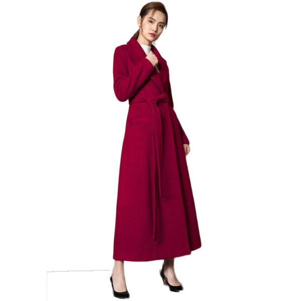 women's wool & blends 2021 autumn winter coat fashion long woolen overcoat female belt slim cardigans cashmere jackets outerwear m164, Black
women's wool & blends 2021 autumn winter coat fashion long woolen overcoat female belt slim cardigans cashmere jackets outerwear m164, Black