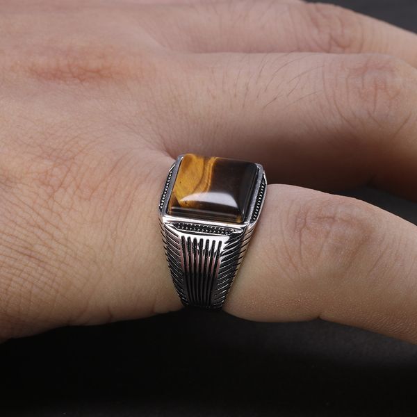 authentic sterling silver 925 man ring with tiger eyes fine jewelry stripe pattern natural stone cool retro punk ringen q1218, Golden;silver
authentic sterling silver 925 man ring with tiger eyes fine jewelry stripe pattern natural stone cool retro punk ringen q1218, Golden;silver