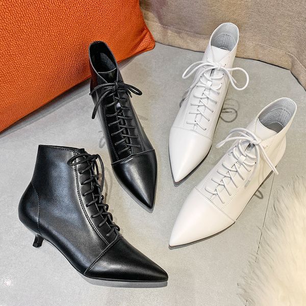 thin high heel women ankle boots cross-tied lace up solid black white point toe autumn winter cowboy boots woman shoes 210520
thin high heel women ankle boots cross-tied lace up solid black white point toe autumn winter cowboy boots woman shoes 210520