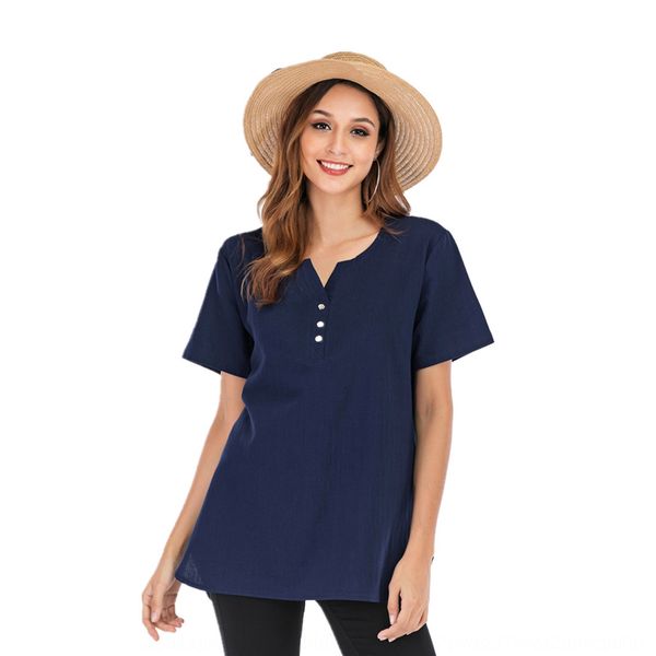 summer new large women's button buttons v-neck short sleeve button women's t-shirt loose and thin cotton and linen t-shirt for wom, White
summer new large women's button buttons v-neck short sleeve button women's t-shirt loose and thin cotton and linen t-shirt for wom, White