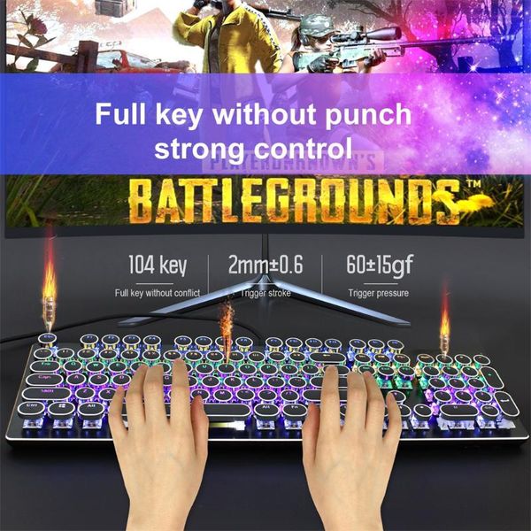 carprie retro steam punk mechanical keyboard 104keys rgb backlit dustproof blue axis teclado mecánico del juego
carprie retro steam punk mechanical keyboard 104keys rgb backlit dustproof blue axis teclado mecánico del juego