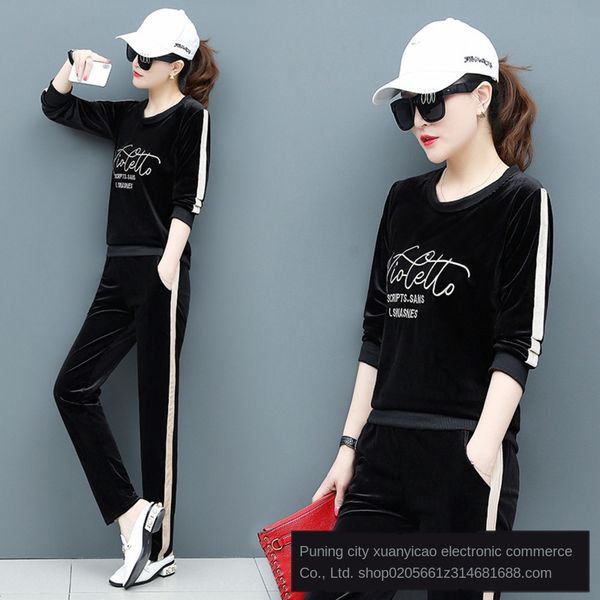 spring and autumn gold velvet casual sports suit women 2020 new korean style sweater sportswear sportswearsweater sportswearwomen's fas, Gray
spring and autumn gold velvet casual sports suit women 2020 new korean style sweater sportswear sportswearsweater sportswearwomen's fas, Gray