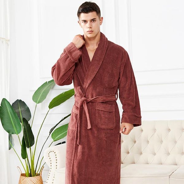 robe winter thicken men 100% cotton nightgown extra long sleep towel fleece long kimono bathrobe gown warm casual sleepwear1, Black;brown
robe winter thicken men 100% cotton nightgown extra long sleep towel fleece long kimono bathrobe gown warm casual sleepwear1, Black;brown