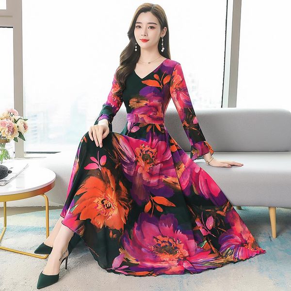 casual dresses fall 2021 women dress silk long sleeves high waist v-neck flower for clothing early autumn red purple, Black;gray
casual dresses fall 2021 women dress silk long sleeves high waist v-neck flower for clothing early autumn red purple, Black;gray