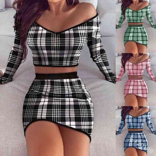 wepbel womens long-sleeve blouse plaid skirt set summer plus size plaid printing womens sets 2 piece suit outfits mini skirt, Gray 
wepbel womens long-sleeve blouse plaid skirt set summer plus size plaid printing womens sets 2 piece suit outfits mini skirt, Gray