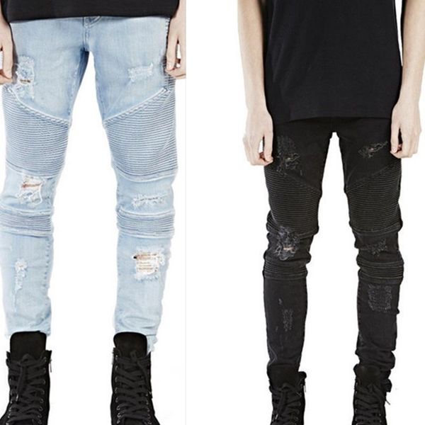 men's jeans high end male street wear hole biker three dimensional tailoring slim stretch denim pants pleated straight cowboy trousers, Blue
men's jeans high end male street wear hole biker three dimensional tailoring slim stretch denim pants pleated straight cowboy trousers, Blue