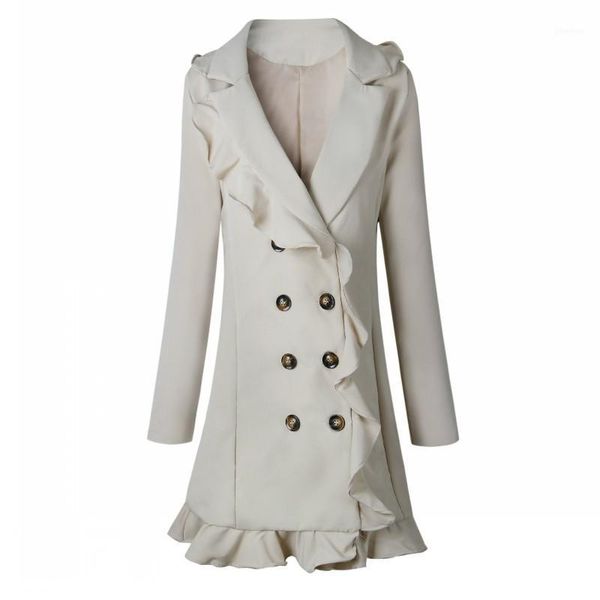 new autumn womens long sleeve fashion solid ruffles blazer female elegant slim fit double breasted outerwear1, White;black
new autumn womens long sleeve fashion solid ruffles blazer female elegant slim fit double breasted outerwear1, White;black