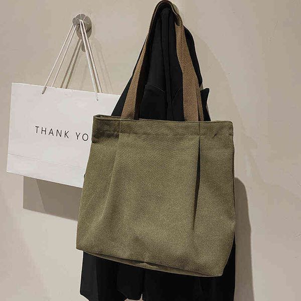 shopping bags women shoulder bag canvas tote girl shopper fashion casual large capacity vintage solid color pleated student handbags 220307
shopping bags women shoulder bag canvas tote girl shopper fashion casual large capacity vintage solid color pleated student handbags 220307