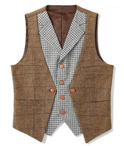 brown men's plaid wool vest layered herringbone tweed waistcoat casual formal business groomman for wedding1, Black;white
brown men's plaid wool vest layered herringbone tweed waistcoat casual formal business groomman for wedding1, Black;white