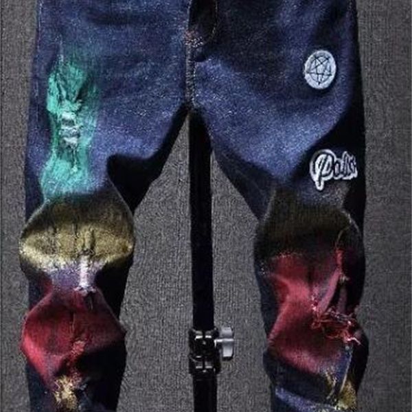 2021 new men's male fashion casual colored painted patchwork ripped jeans trendy holes skinny denim pencil pants trousers 10by, Blue
2021 new men's male fashion casual colored painted patchwork ripped jeans trendy holes skinny denim pencil pants trousers 10by, Blue