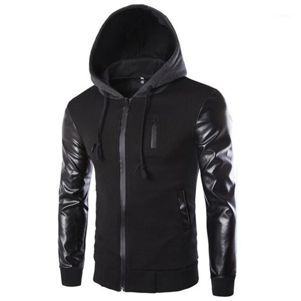 men's jackets men 's hooded jacket coat fashion stitching leather sleeve male zipper casual overcoat black dark gray1, Black;brown
men's jackets men 's hooded jacket coat fashion stitching leather sleeve male zipper casual overcoat black dark gray1, Black;brown