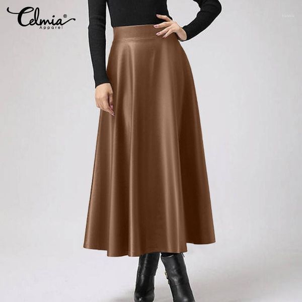 celmia autumn pu leather skirts women elegant office solid midi skirts 2020 fashion plus size party skirt high waist buttoms1, Black
celmia autumn pu leather skirts women elegant office solid midi skirts 2020 fashion plus size party skirt high waist buttoms1, Black
