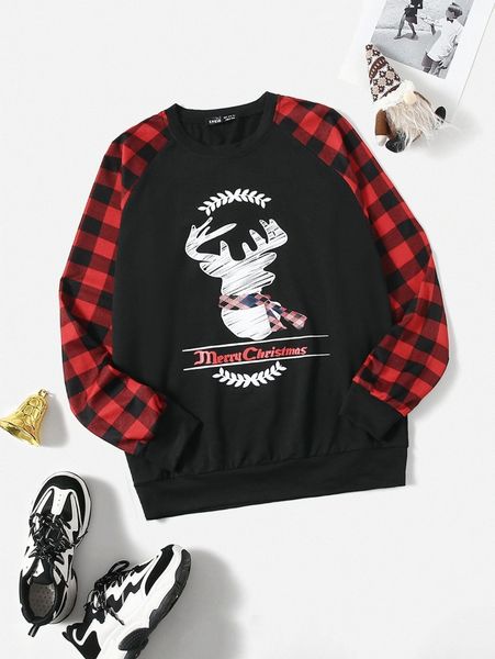 christmas and gingham print raglan sleeve sweatshirt r3gy#, White;black
christmas and gingham print raglan sleeve sweatshirt r3gy#, White;black