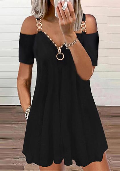 casual dresses summer women cold shoulder chain strap dress 2022 femme zipper v neck mini robe lady outfits clothing vestidos, Black;gray
casual dresses summer women cold shoulder chain strap dress 2022 femme zipper v neck mini robe lady outfits clothing vestidos, Black;gray