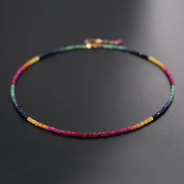 renessa faceted color sapphire necklace female genuine gemstones 14k gold injection beaded necklace for girlfriend, Silver
renessa faceted color sapphire necklace female genuine gemstones 14k gold injection beaded necklace for girlfriend, Silver