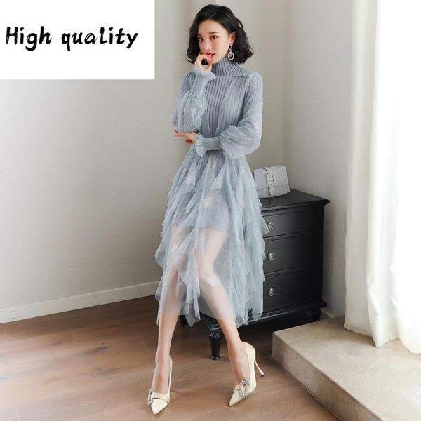 sweater spring dress women clothes 2021 midi korean knitted mesh dress elegant pink long sleeve vestidos de festa, Black;gray
sweater spring dress women clothes 2021 midi korean knitted mesh dress elegant pink long sleeve vestidos de festa, Black;gray