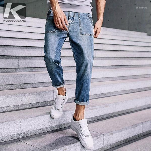 kuegou new spring mens casual harem denim pants zipper blue color pockets for man's slim ankle-length jeans male trousers 23771
kuegou new spring mens casual harem denim pants zipper blue color pockets for man's slim ankle-length jeans male trousers 23771