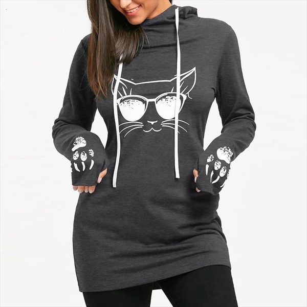 women plus size harajuku cat printed hoodies long sleeve dress drawstring sweatshirt korean style sueter feminino wz*, Black
women plus size harajuku cat printed hoodies long sleeve dress drawstring sweatshirt korean style sueter feminino wz*, Black