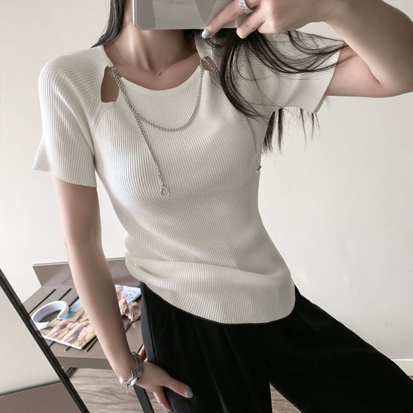 women's spring new round neck hollow chain decorative slim knitwear knitwear t- knitted shirt base shirt stretch women's f5236 e6g, White;black
women's spring new round neck hollow chain decorative slim knitwear knitwear t- knitted shirt base shirt stretch women's f5236 e6g, White;black
