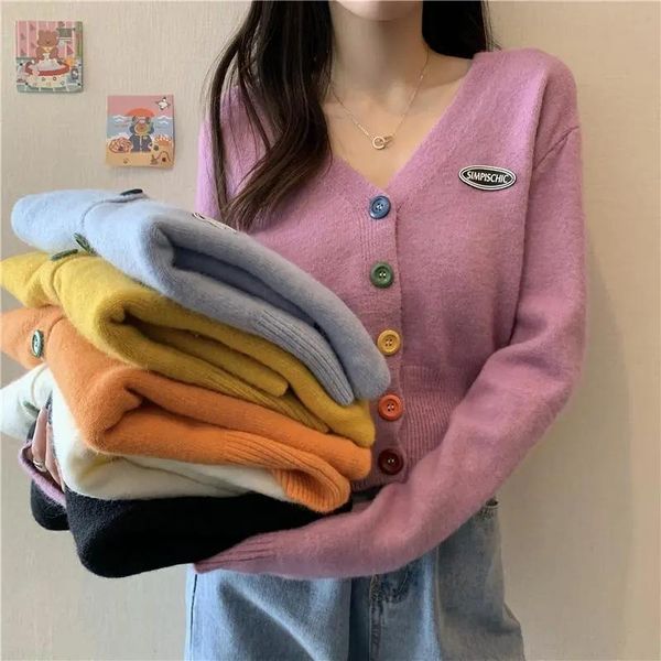 cardigans women v neck long sleeve knitted sweater cardigan short autumn candy color sweet sweater ladies knitwear coat, White
cardigans women v neck long sleeve knitted sweater cardigan short autumn candy color sweet sweater ladies knitwear coat, White
