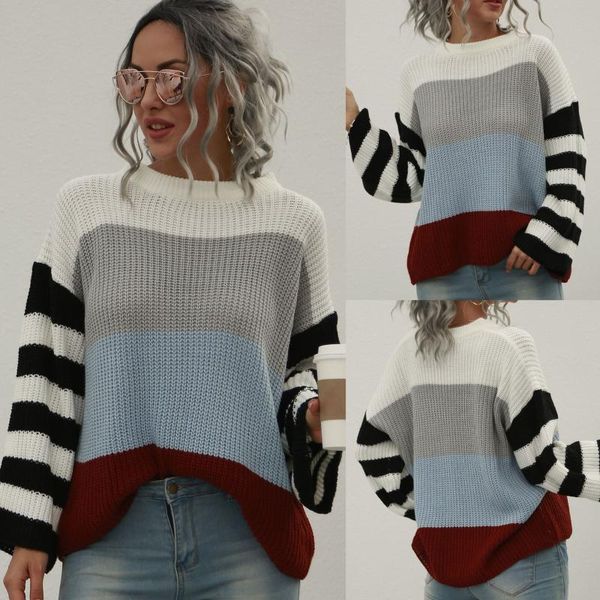 women's sweaters women long sleeve sweater autumn fashion color block round neck casual loose stretch pullover ladies daily leisurewear, White;black
women's sweaters women long sleeve sweater autumn fashion color block round neck casual loose stretch pullover ladies daily leisurewear, White;black