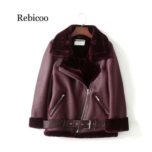 women's leather & faux winter women sheepskin coats thicken fur female coat lining jacket casaco feminino xs, Black
women's leather & faux winter women sheepskin coats thicken fur female coat lining jacket casaco feminino xs, Black