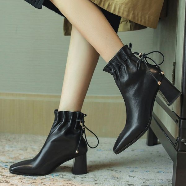 2021 genuine toe leather boots black elegant from basic 6dck 
2021 genuine toe leather boots black elegant from basic 6dck
