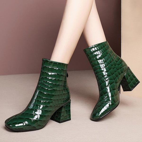 genuine leather women's ankle boots zipper square toe high heels women pumps winter fashion party prom shoes woman, Black
genuine leather women's ankle boots zipper square toe high heels women pumps winter fashion party prom shoes woman, Black