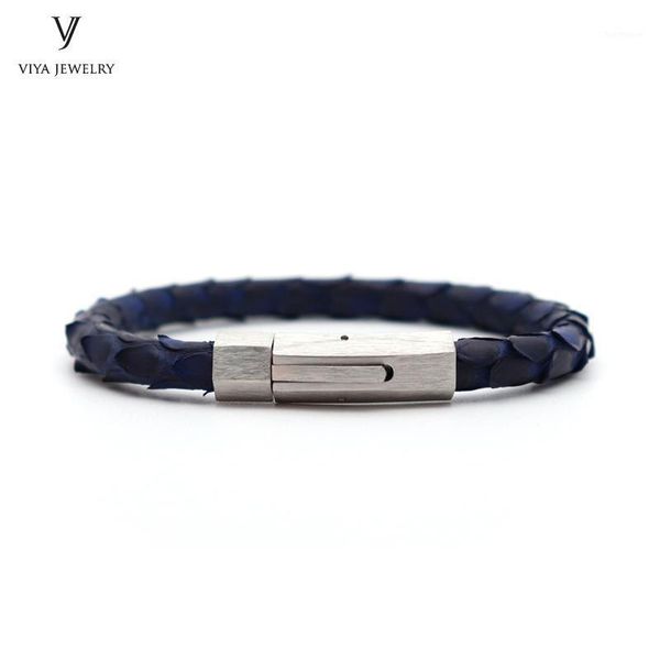 new genuine python snake skin leather cord bracelet for men 316 l stainless steel magnetic closure bracelets1, Golden;silver
new genuine python snake skin leather cord bracelet for men 316 l stainless steel magnetic closure bracelets1, Golden;silver