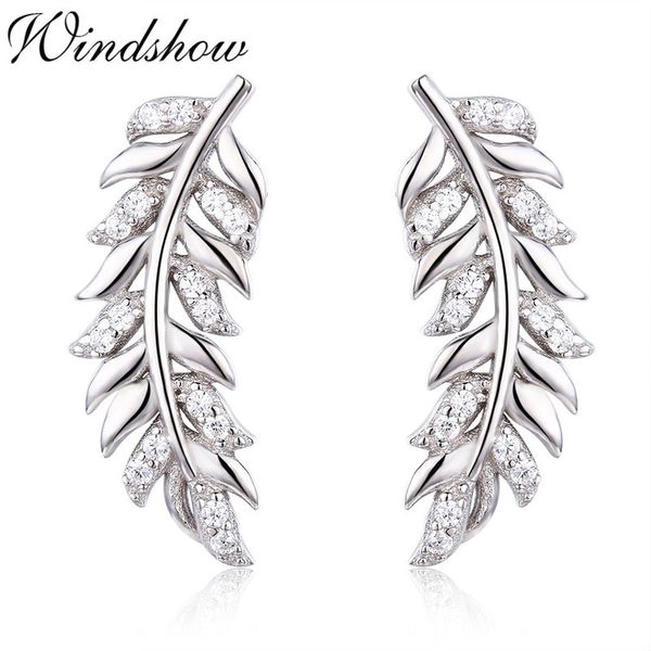 925 sterling silver feather leaf cz ear climber stud earrings for women girls jewelry orecchini aros aretes ear jacket oorbellen 210202, Golden;silver
925 sterling silver feather leaf cz ear climber stud earrings for women girls jewelry orecchini aros aretes ear jacket oorbellen 210202, Golden;silver