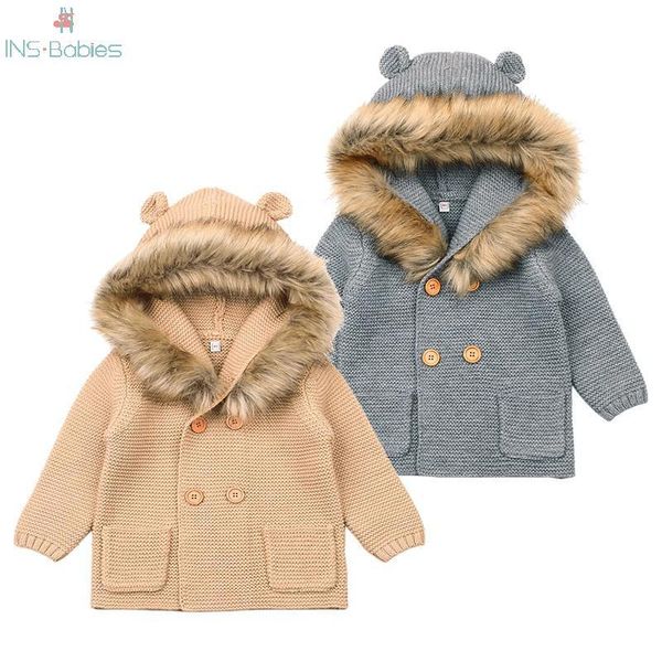 autumn girl coat newborn baby boy clothes outerwear & coats hooded toddler jacket for girls baby knitted jacket 6m-24m jackets 1029, Blue;gray