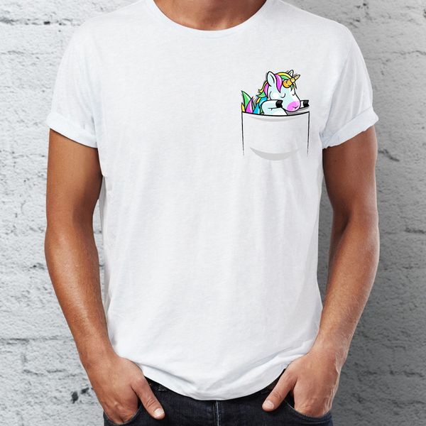 men's t shirt dabbing unicorn pocket funny tee sport hooded sweatshirt hoodie