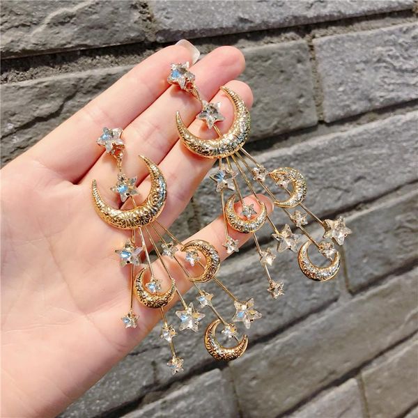 korea style girl earring retro rhinestone star moon exaggeration drop earrings for women fashion jewelry accessories, Silver
korea style girl earring retro rhinestone star moon exaggeration drop earrings for women fashion jewelry accessories, Silver