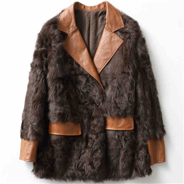2020 women autumn and winter new fur coat h14, Black