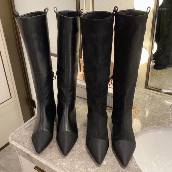 2020 winter trending women soft leather or flock boots square high heels black boots zippers knee high ladies party shoes1
2020 winter trending women soft leather or flock boots square high heels black boots zippers knee high ladies party shoes1